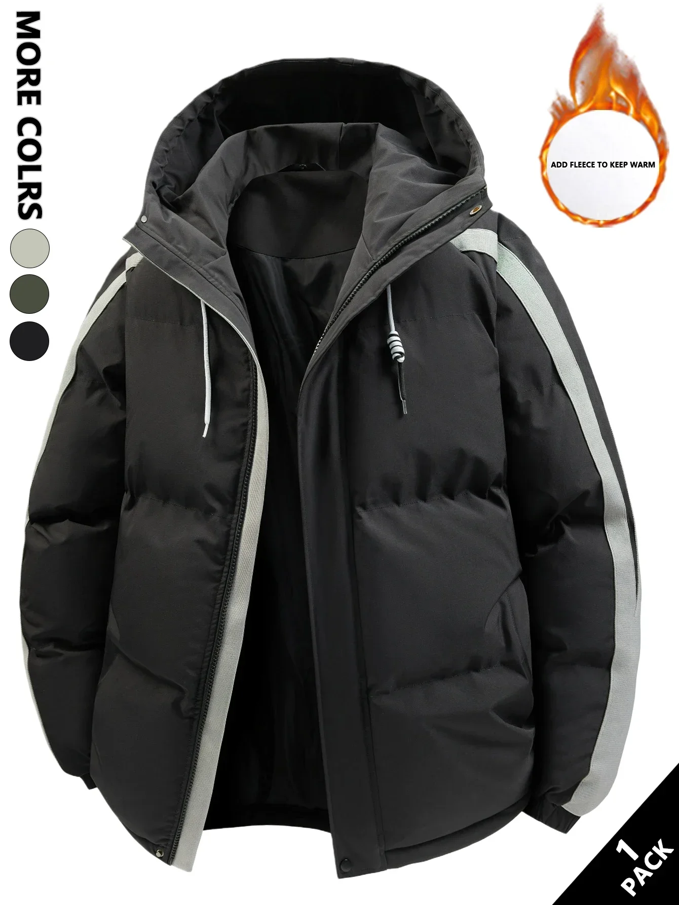 Men's Hooded Cotton Jacket Is Light and Warm Without Being Bulky. the Hood Adds Practicality and Is Suitable for Outdoor Light Activities, Warm-Up Exercises, Layering in Autumn and Winter, Daily Shopping, Friend Gatherings, and Short Trips