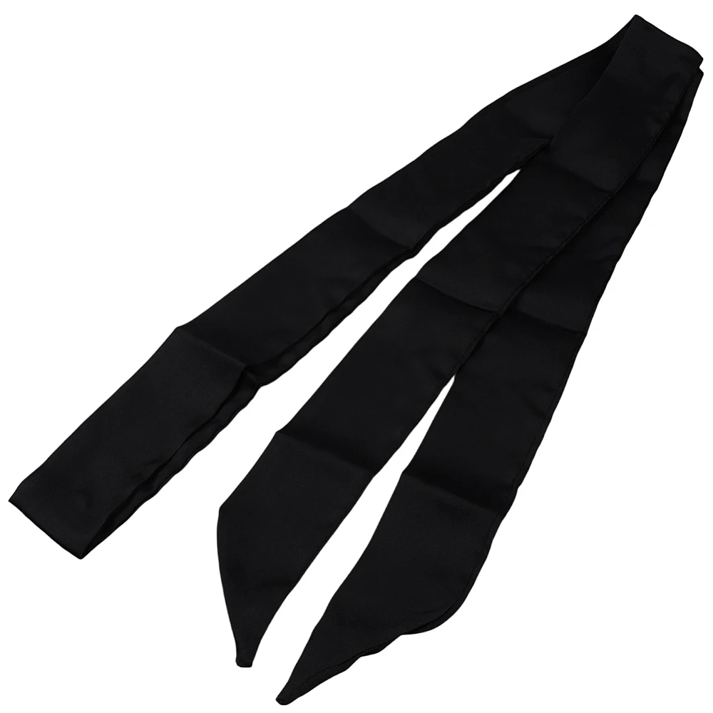 2Pcs Stylish Ribbon Scarf Solid Color Long Neckerchief Black Satin Necktie Belts Pure Skinny Scarf Sash Headband Ribbon Tie