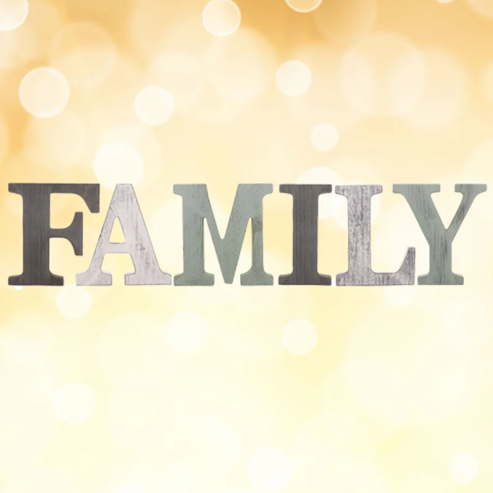 

1 set Wooden Letter Sign Family Green Torched Finish Home Decor For Living Room Tabletop Wall Shelves Decoration Party Supplies