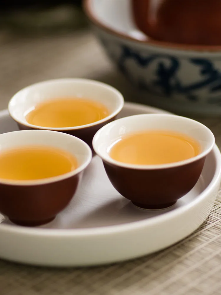 

Chaozhou Gongfu Tea Cup 35ml Purple Sand Cup Small Tea Cup White Porcelain Chinese Sle Pure Color Gongfu Tea Tasting Cup