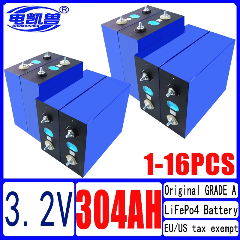 

1-16pcs new 3.2V LiFePo4 Battery 105AH 280AH 304AH DIY 12V 24V 48V RV Solar boat home energy storage battery EU/US tax exempt