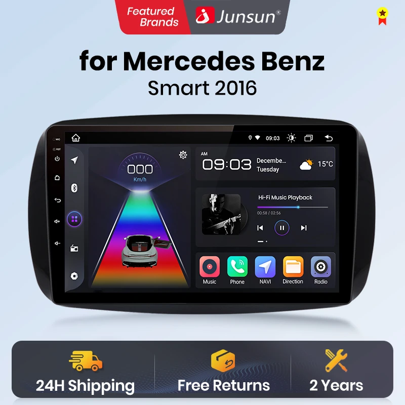 Junsun V1 AI Voice Wireless CarPlay Android Auto Radio for Mercedes Benz Smart 2016 4G Car Multimedia GPS 2din autoradio