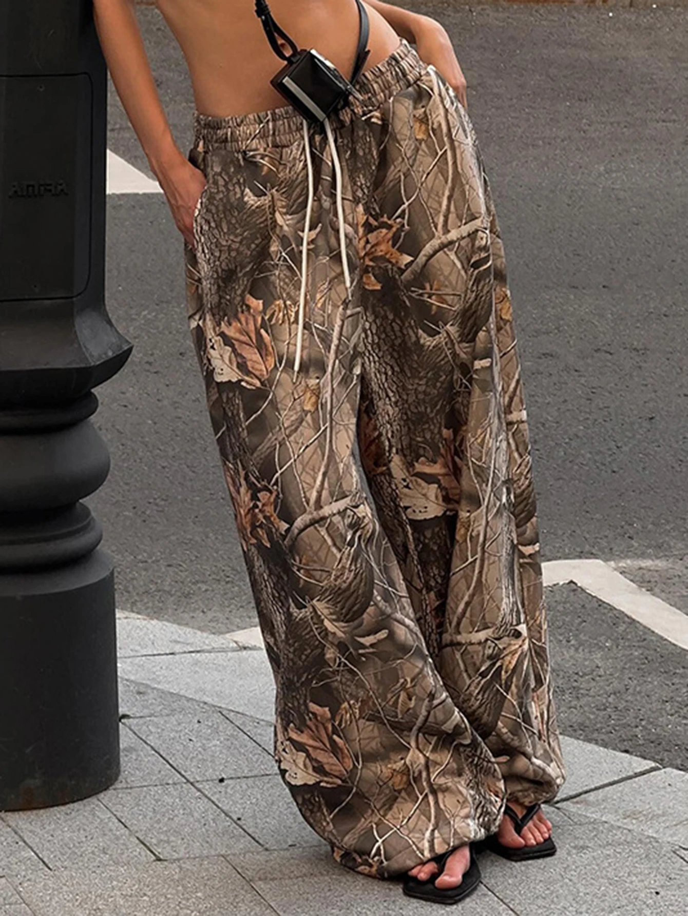 캐주얼 스트레이트 레그 팬츠 풀 렝스 핏 미드 웨이스트 여성 하의 편안한 루즈 팬츠 패셔너블 캐주얼 스타일