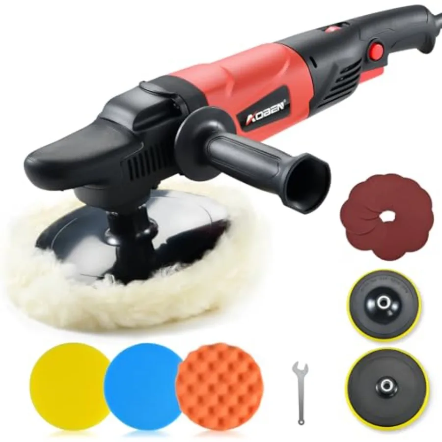 

Rotary Buffer Polisher1200W 6-inch/ 7-inch Car Buffer Car Polisher Waxer Kit with 6 Variable Speed 1000-3500RPM and 4 Pol