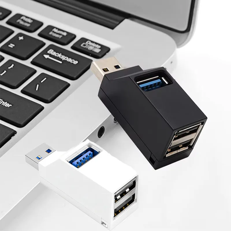 USB 3.0 HUB Adapter Extender Mini Splitter Box 1 to 3 Ports High Speed USB 2.0 For PC Laptop U Disk Card Reader