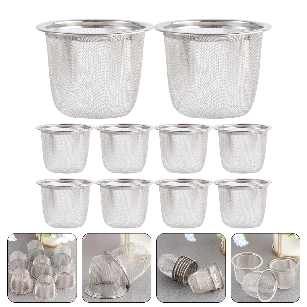 10 Pcs Teapot Filter Liner Filters Mesh Strainer Stainless Steel Coffee Infuser Diffuser