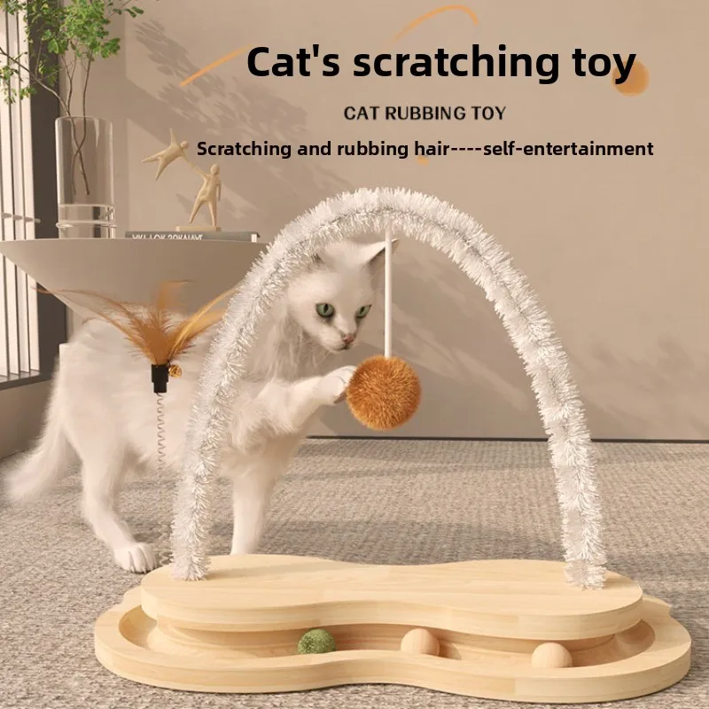 

3-in-1 Arch Cat Scratch Self Groomer, Carpet Scratcher & Massager Brush for Shedding Control, Self Grooming Toy for Indoor Cats