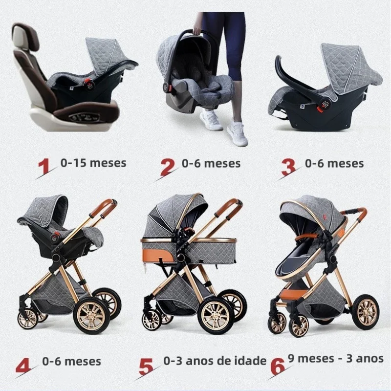 Kereta bayi 3 dalam 1, kereta bayi dengan kualitas terbaik cocok untuk usia 0-3 tahun dan 0-25 kg, gratis pengiriman cepat