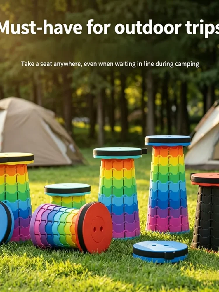 Outdoor Rainbow Folding Stool Portable Chair Adjustable Rainbow Retractable Stool Fishing Train Retractable Folding Stool view 5