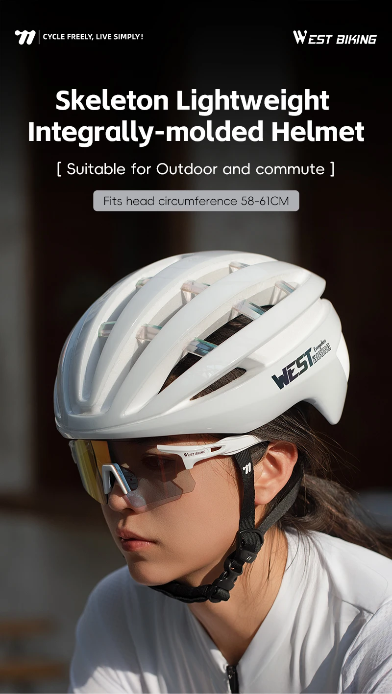 WEST BIKING Fahrradhelm Ultraleichter Fahrradschutzhelm für Erwachsene MTB Rennradhelme Männer Frauen Racing Atmungsaktiver Helm – Detail 1