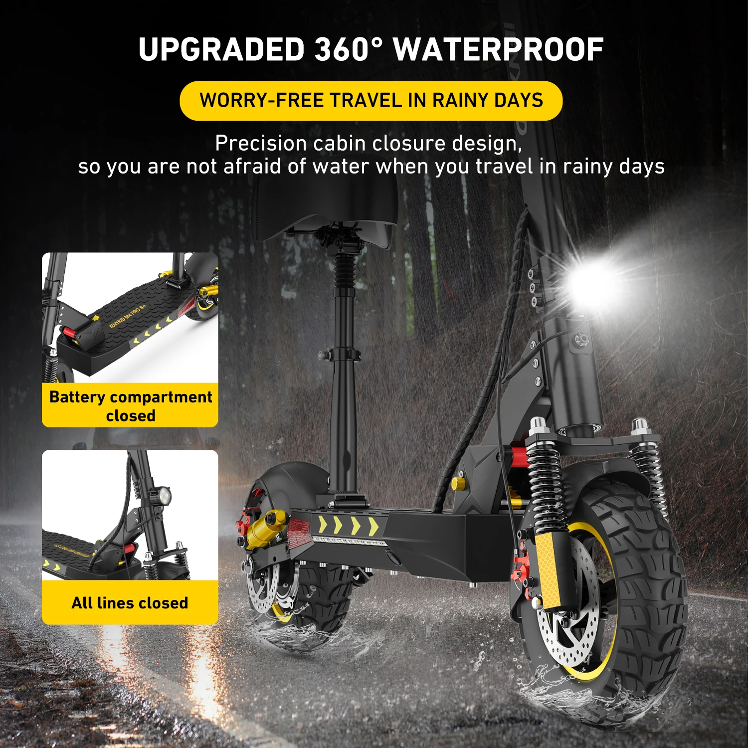 IENYRID M4 Pro S + سكوتر كهربائي 800 واط موتور 48 فولت 12.5AH بطارية 10 "الإطارات Escooter 45 km/ساعة ماكس 40-50 كجم المدى مكبح قرصي شاشة الكريستال السائل #5