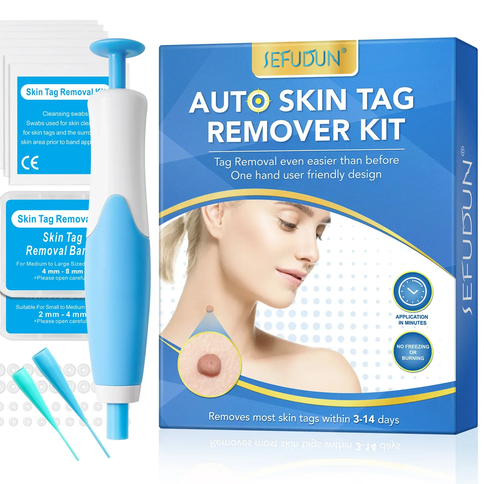 Skin Tag Removal Mole Wart Removal Facial Mole Wart Microstrip Tag Removal Kit Automatic Mole Remover Tool with Cleansing Swabs image 2
