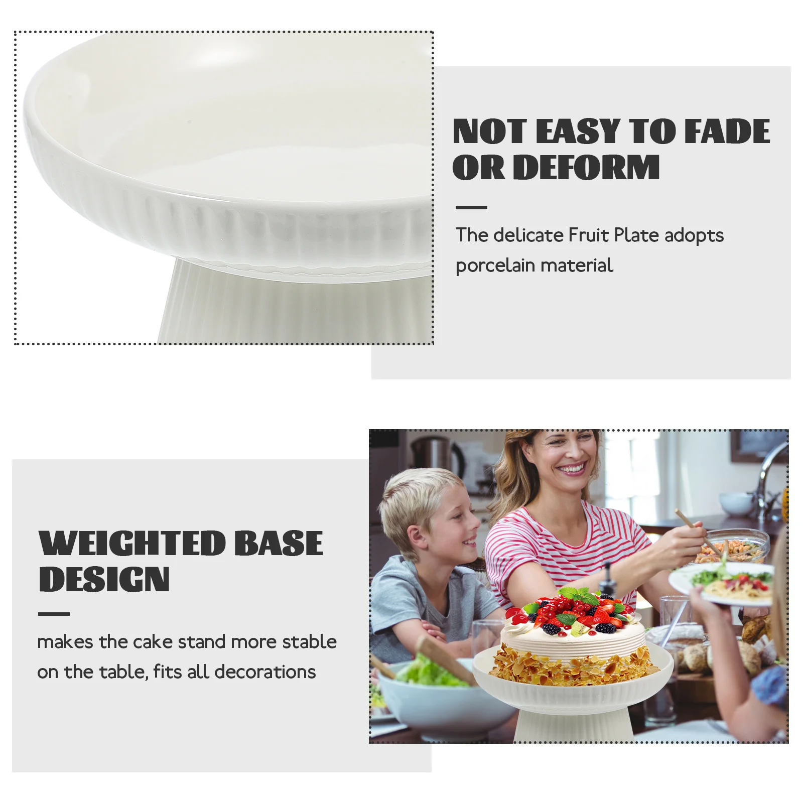 

Vintage Tall Footed Cake Stand Porcelain Dessert Plate for Party Wedding Birthday Fruit Serving Tray Chocolate Display Stand