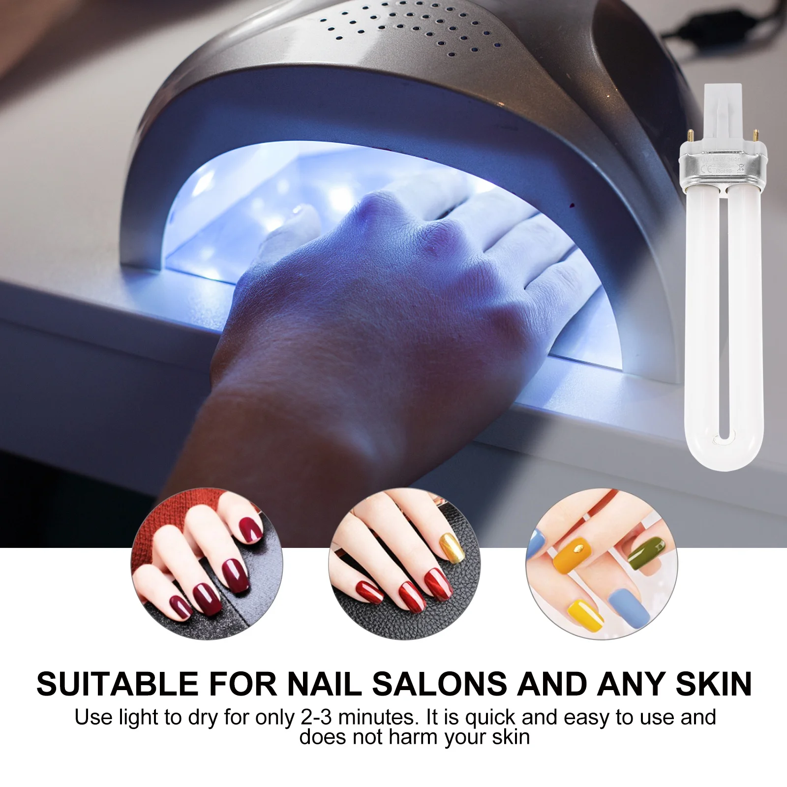 4 قطعة 12 واط مسمار الفن أنبوب ضوء الأشعة فوق البنفسجية علاج مصباح استبدال ل مانيكير هلام البولندية التجفيف السريع مسمار مصباح الملحقات #6