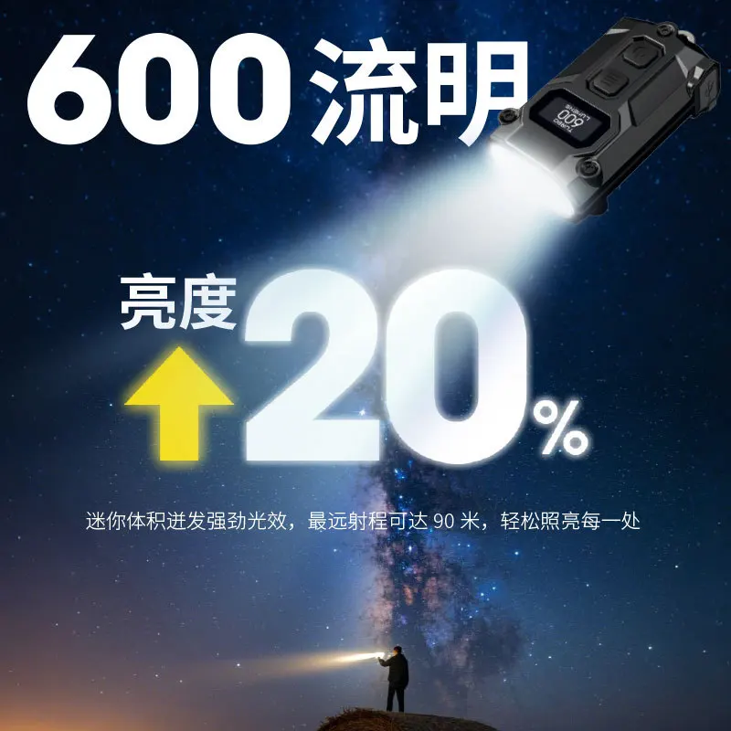 Strong light smart key light, emergency portable small flashlight