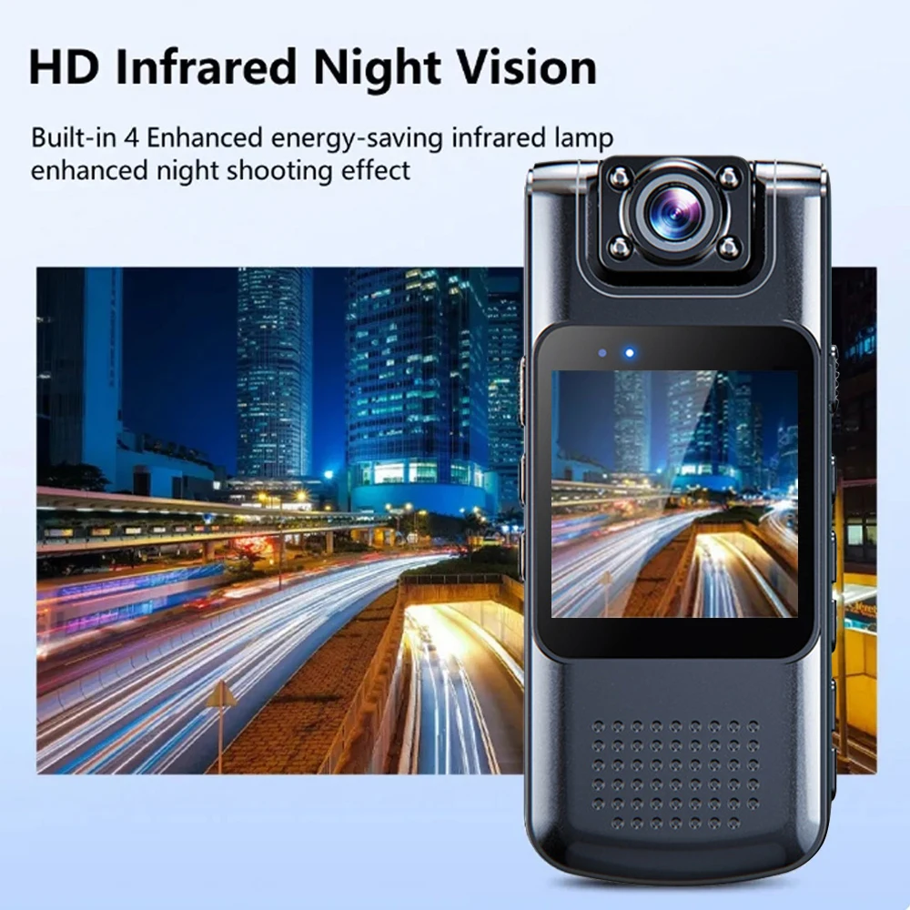 HD 2K Mini Camera Driving Recorder Handheld Back Clip Law Enforcement Instrument BodyCam Lnfrared Night Vision Portable Camera