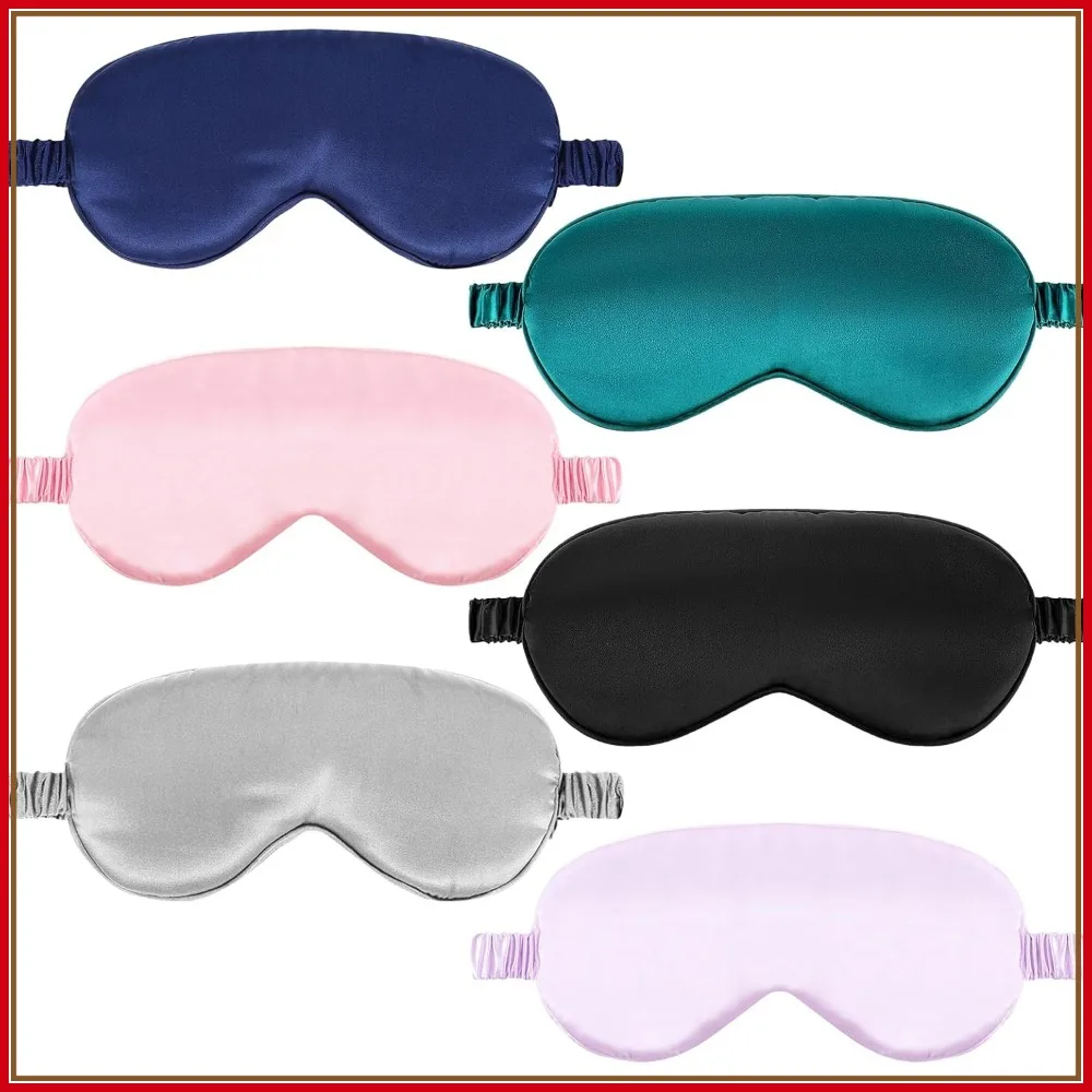 

6 Pack Silk Sleep Masks - Soft Satin Eye Cover with Elastic Strap for Sleeping, Travel, Nap, Gifts for Women Men