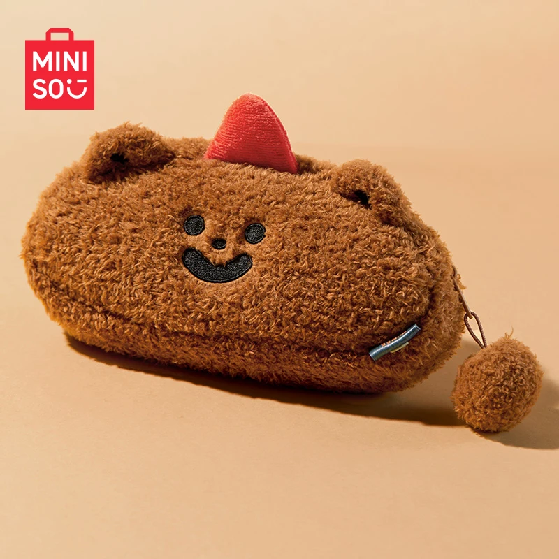 MINISO TUNEE GOODS series bear pencil case cute kawaii doll portable large capacity learning stationery children girl gift