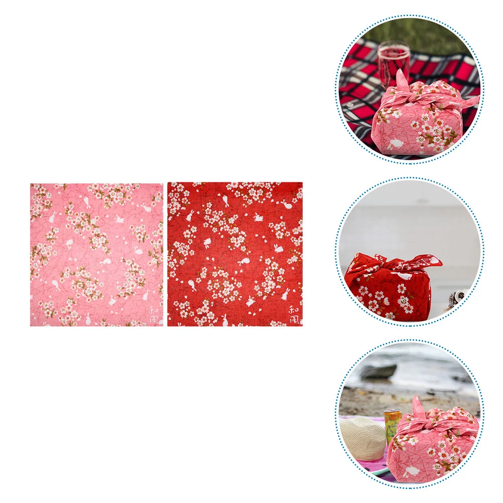 

2 Pcs Bento Wrapping Cloth Good Workmanship Packaging Bag Assorted Color Fabric Small Premium