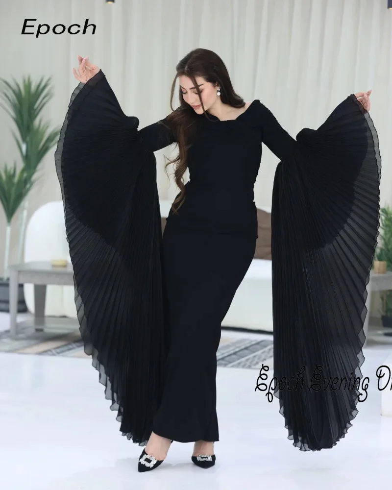 Epoch Chiffon Avondjurk فساتين السهرة 2024 Arabia Elegante Plooi Vrouwen Sexy Vleermuismouw Zeemeermin Cocktail Feest Galajurk