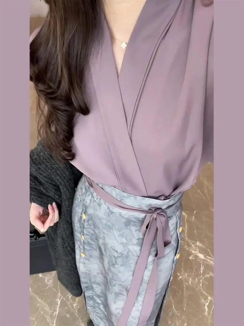 

2026 Spring New Chinese Style Women's Clothing Horse Faced Skirt Hanfu Artistic Half Skirt Slimming and Stylish Two-piece Set