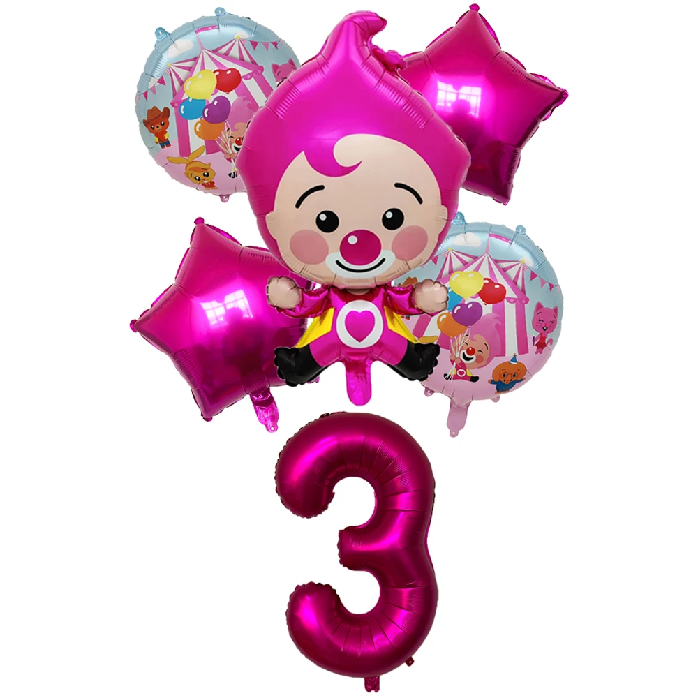 Rose Red Digital Number Circus Balloon Decoration Birthday Party Supplies Decor Children\'s Day Baby Shower Girl Or Boy Gift