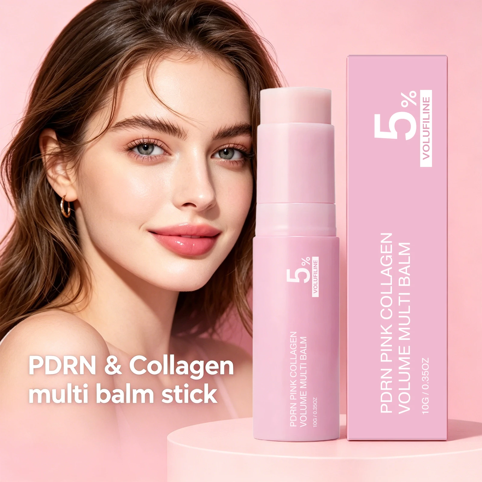 PDRN Pink Collagen Volume Multi Balm Deep Hydrating Long-Lasting Brightening Skin Plump Smooth Radiant Anti Wrinkle Balm Stick