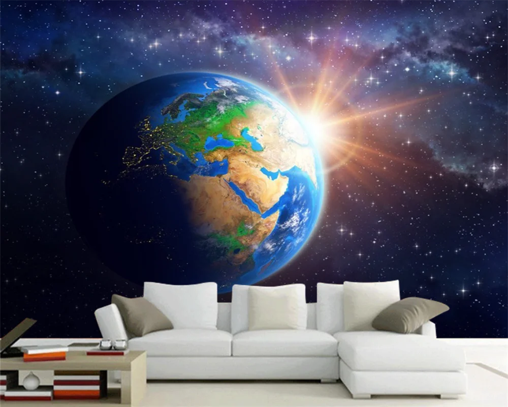 beibehang papel de parede Customized background wallpaperpapier peint new KTV science fiction planet earth space restaurant