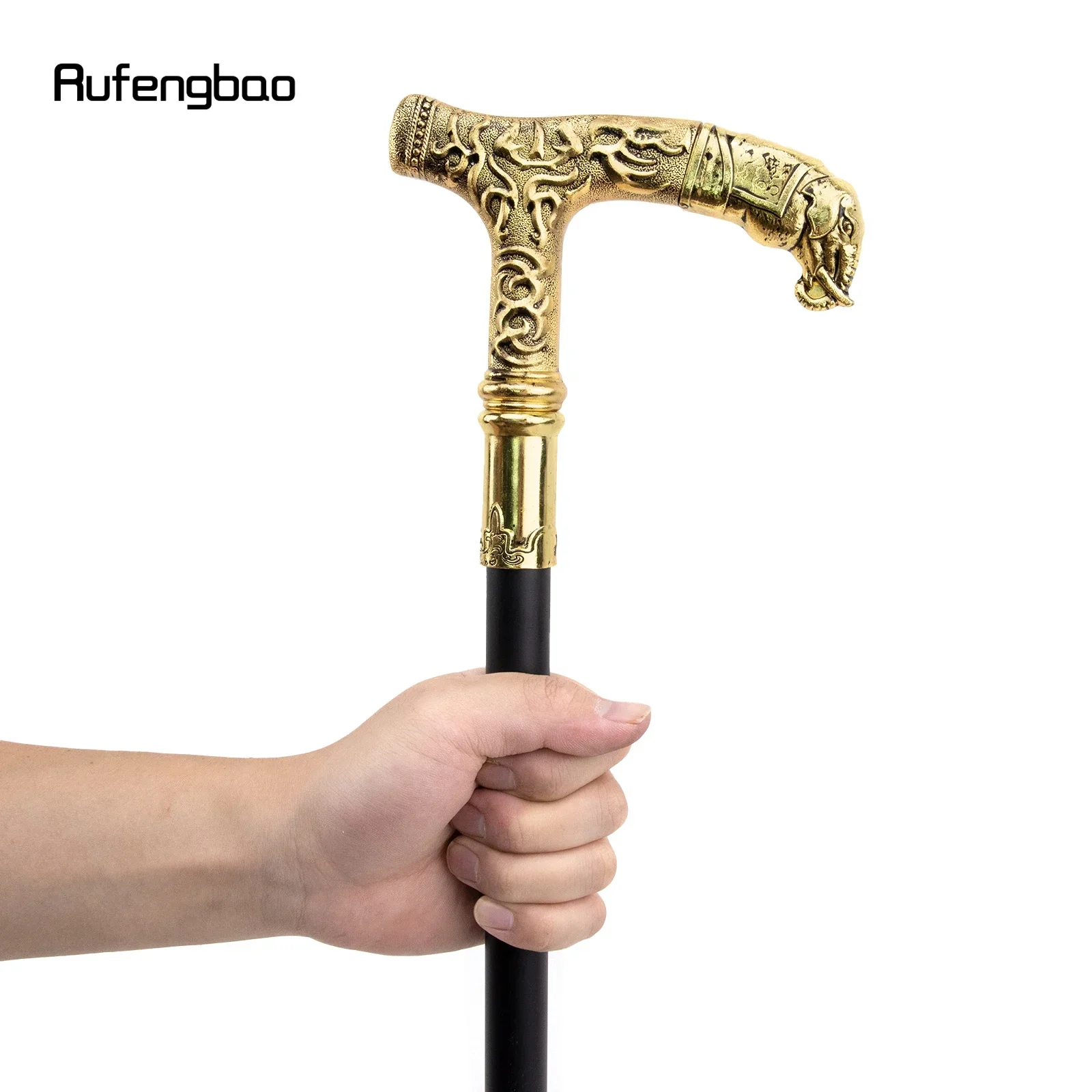 مقبض الفيل الذهبي نمط فاخر عصا المشي حفلة موضة أنيقة عصا المشي أداء المرحلة قصب 90 سنتيمتر