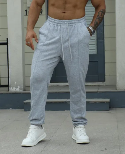 Męskie grube bluzy z kapturem na jesień i zimę 2025 w stylu europejskim i amerykańskim, luźne, sportowe spodnie dresowe.