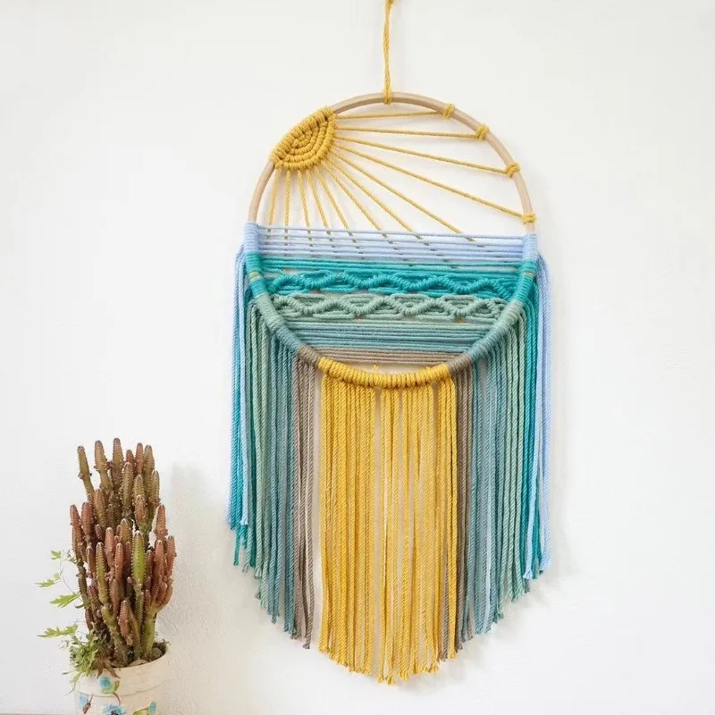 Bohemian Handwoven Wall Hanging Tapestry Fringe Decor Aesthetic Bedroom Art Macrame Boho Chic Home Decoration Accent Piece