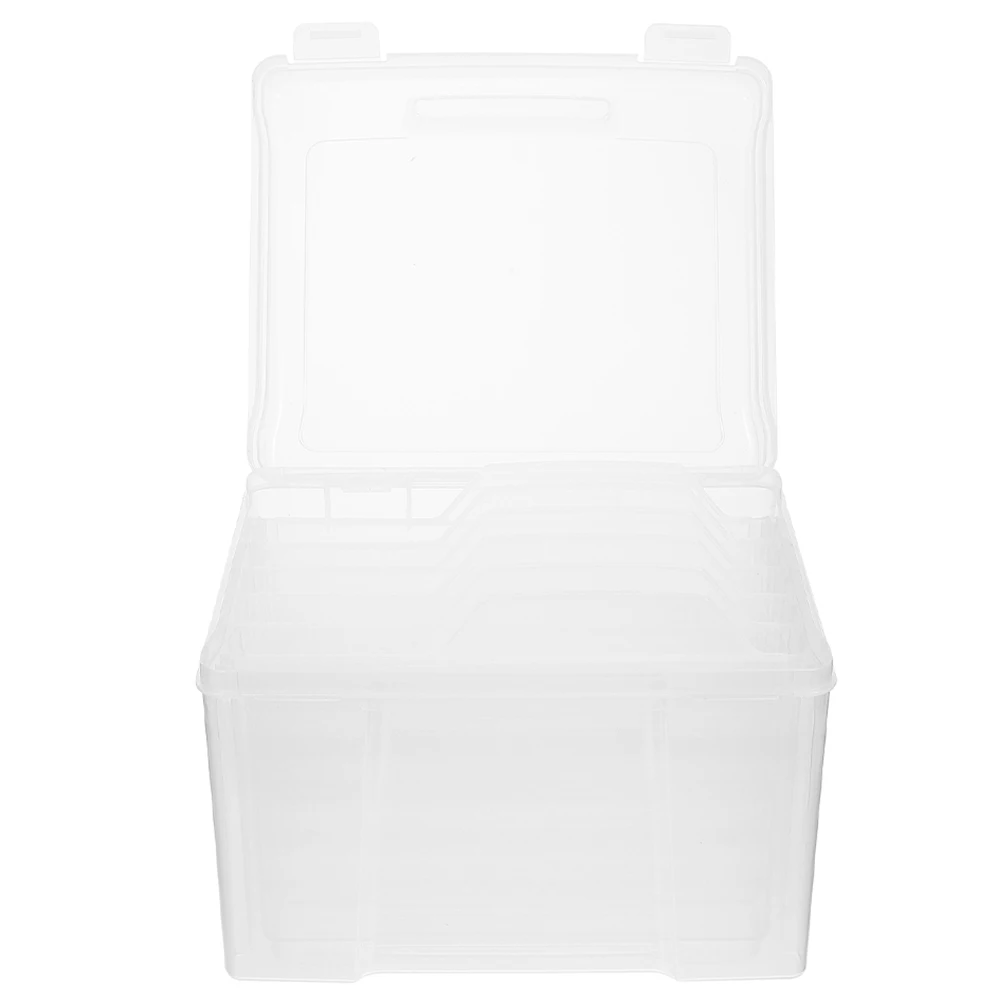 

Photo File Storage Box 6 Removable Dividers Greeting Card Organizer Plastic Container Photo Boxes Storage Document