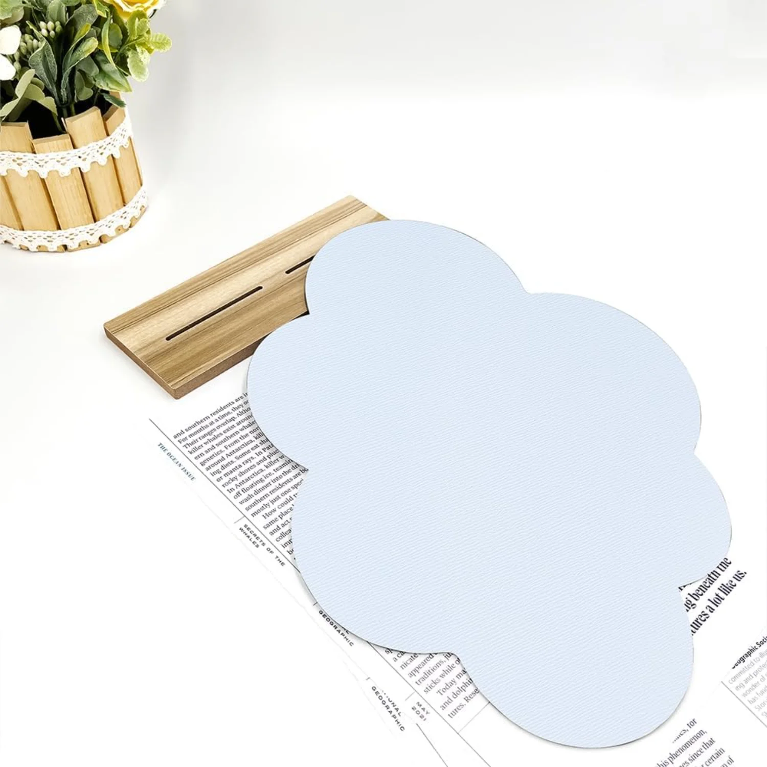 Cloud Shape Irregular Mirror, Acrylic Mirror with Wood Stand, Wall- Frameless Makeup Mirror(Cloud)