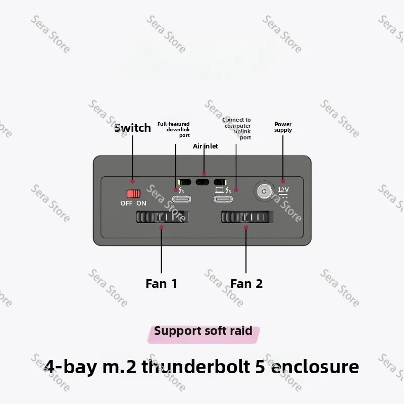 5 80Gbps 4 Bay NVMe M2 SSD Enclosure Thunderbolt 3 4 5 External Storage