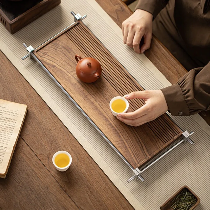 Walnut Wood Dry Brewing Tea Tray, Light Luxury New Chinese Tray, Home Rectangular Tea Table Tray, Dry Brewing Coaster