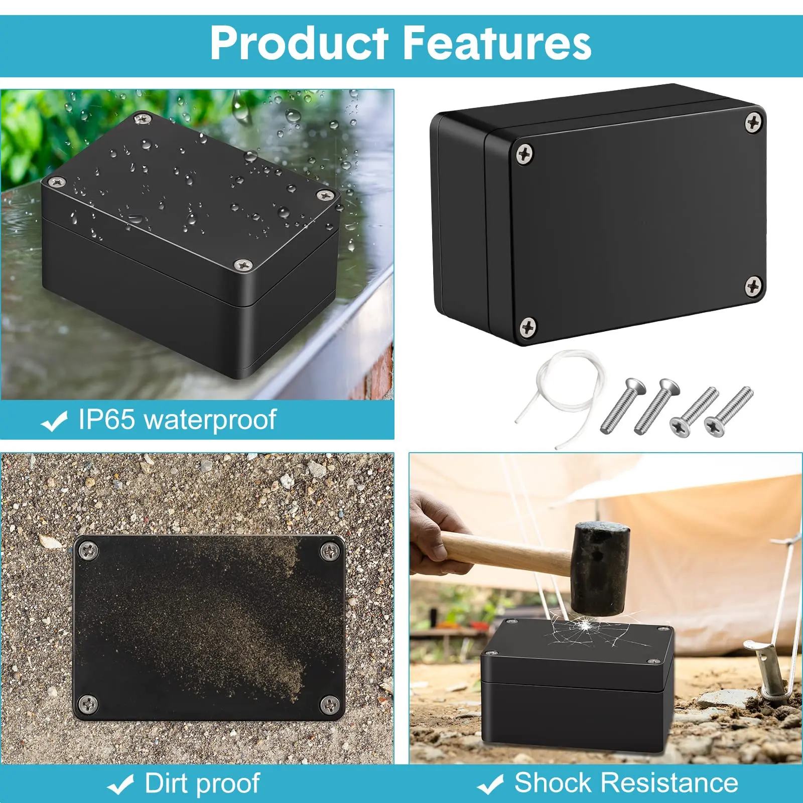 DIY Plastic Junction Box Waterproof Project Box Electrical Box Electrical Enclosure Box Outdoor Electrical Project Case Black