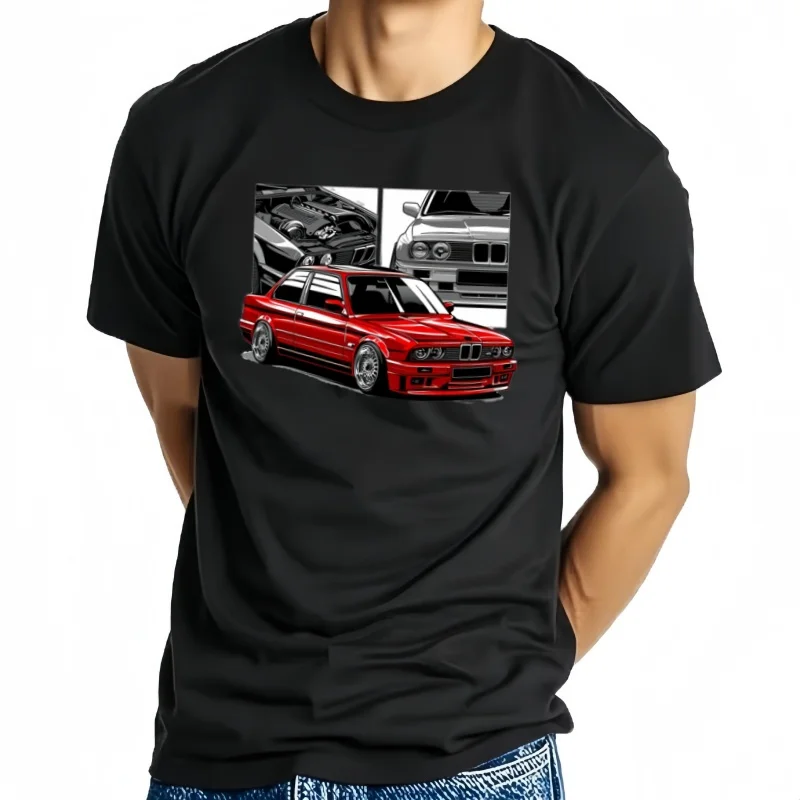 Retro Germany EUDM - E34 M5 Tshirts Summer Men Short Sleeve Old Legend E30 M3 Classic Car T-Shirt Boy Casual Tops Man White Tees