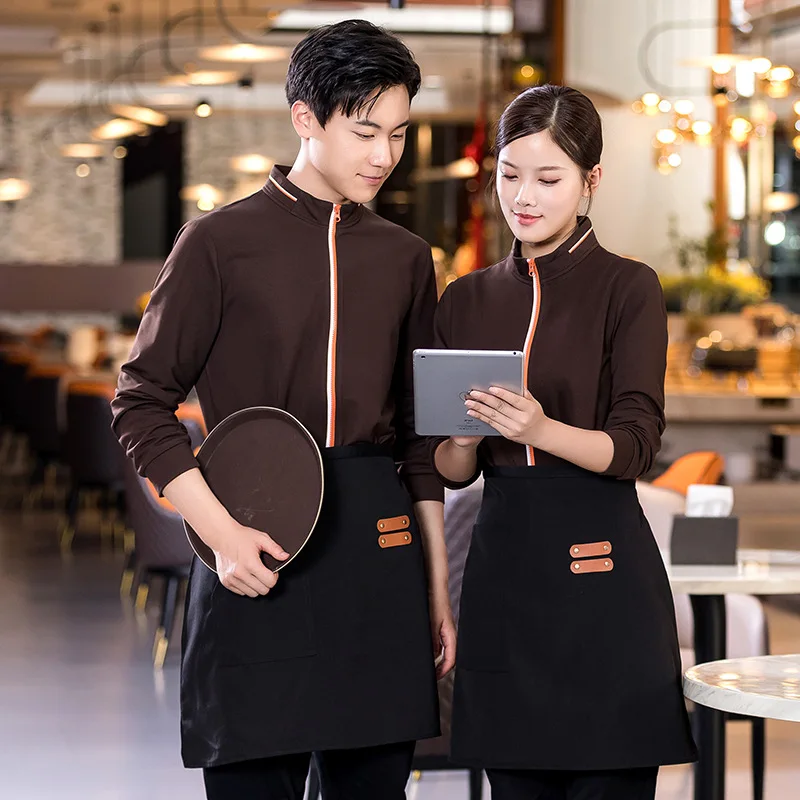 

Hotel Waiter Workwear Autumn and Winter Long Sleeves Women's Chinese Catering Hot Pot Restaurant Staff Clo