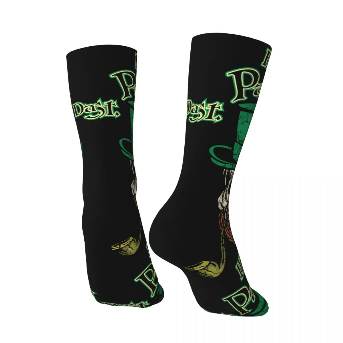 Funny Crazy compression A Vintage Skull Sock for Men Hip Hop Vintage St. Patrick's Day Irish Shamrock Seamless Boys Crew Sock