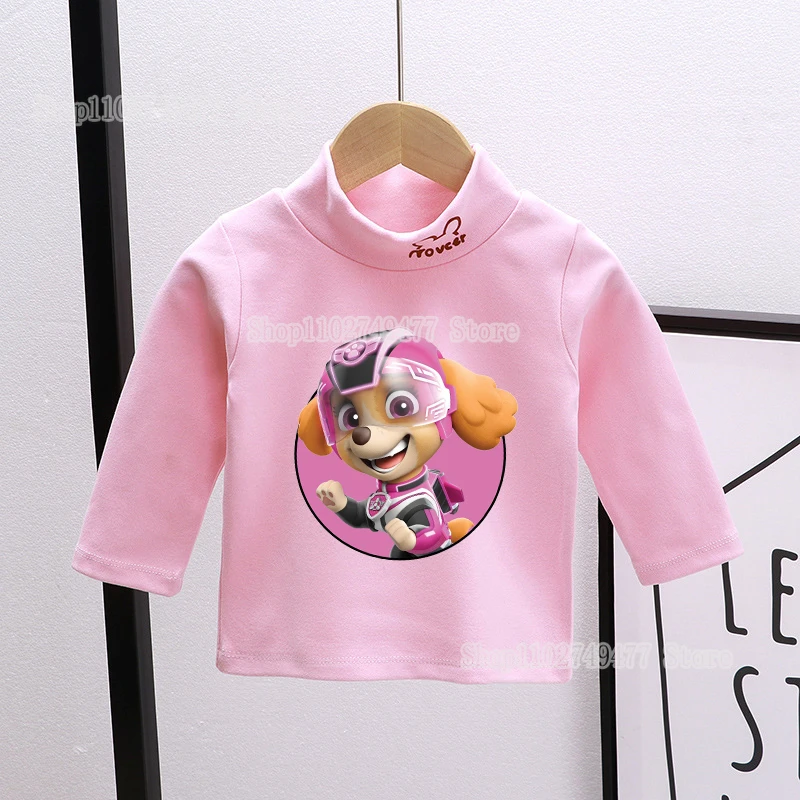 

kids T-shirt PAW Patrol long sleeved high neck cute cartoon anime Character top autumn children warm clothes baby clothing gifts