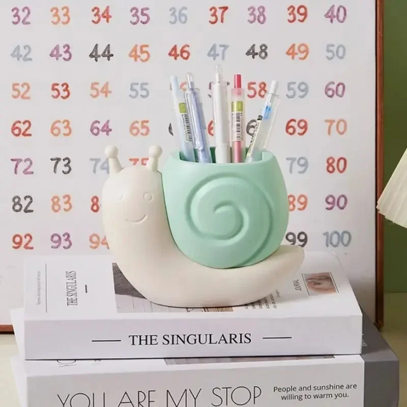 1個のカタツムリ型ペンホルダー、鉛筆/化粧ブラシ用ABSデスクオーガナイザー、多機能文具収納
