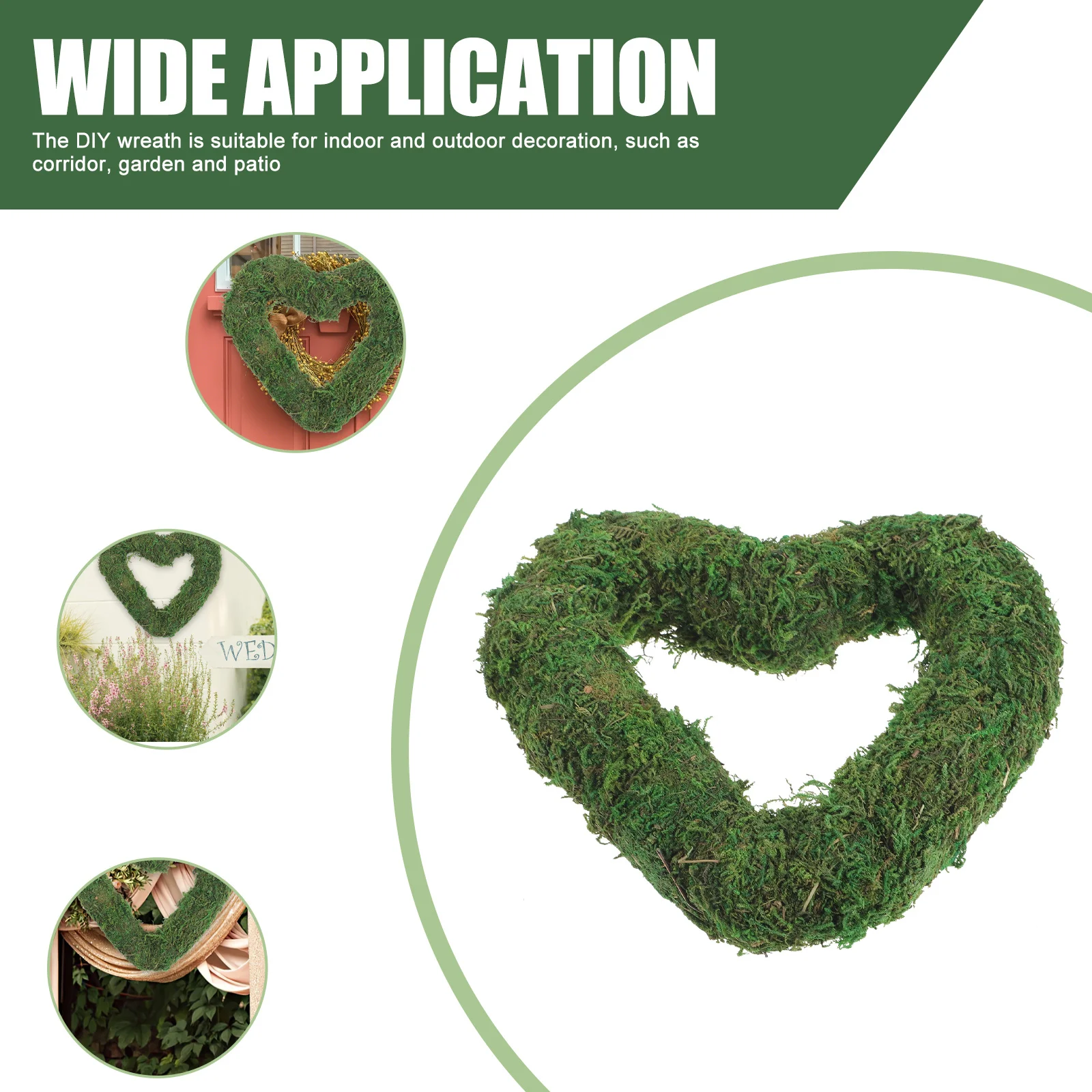 

Heart-Shaped Artificial Moss Craft Wreath Ring DIY Rustic Wall Hanging Decoration for Indoor Outdoor Garden Party