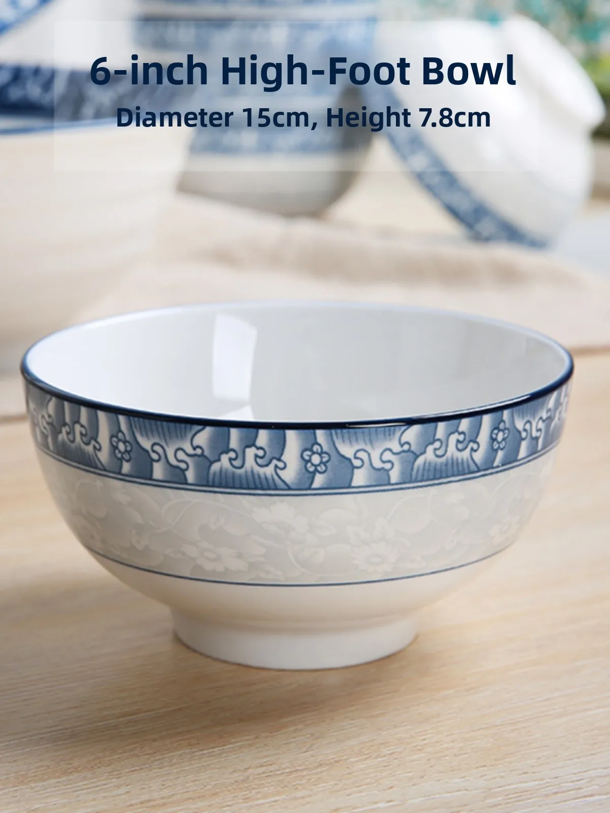 

Arst Cerc Soup Bowl Underglaze Color High Footed Bowl Porcelain Dinnerware Set for Home Use round ape Plant Floral Pattern