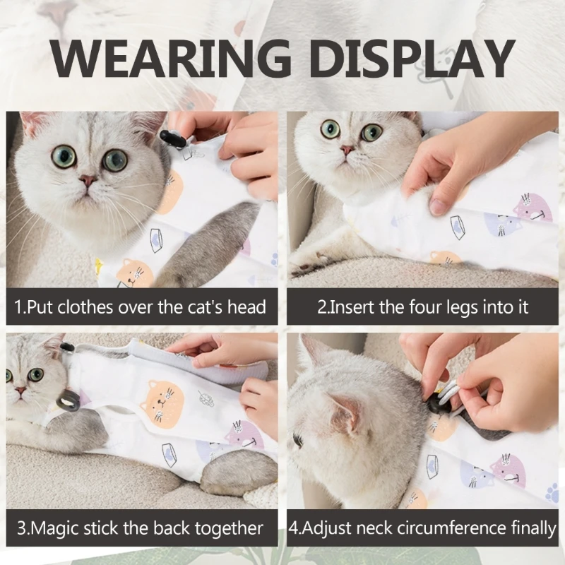 367A Pet After Surgeries Wear Elastic Soft Fabric Recovery Suit Protective Shirt for Kitten Cats