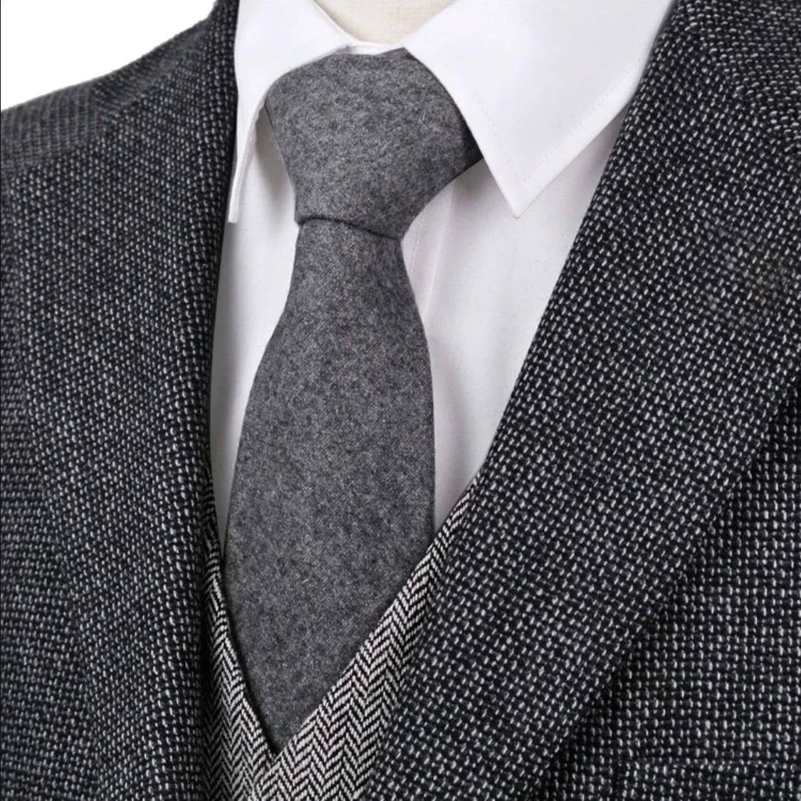 Caballero azul verde gris marrón oscuro Beige rosa sólido corbatas de hombre corbatas de lana traje al por mayor regalo para hombres elegante nuevo