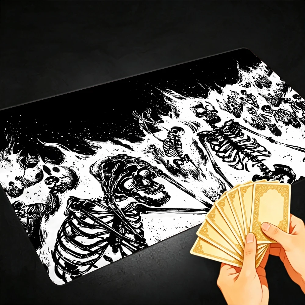 Enraged Skeleton Man TCG Playmat Magic Playmat with Stitched Edge Anti-slip base 60X35cm Gathering Gaming Mat Trading Card Game