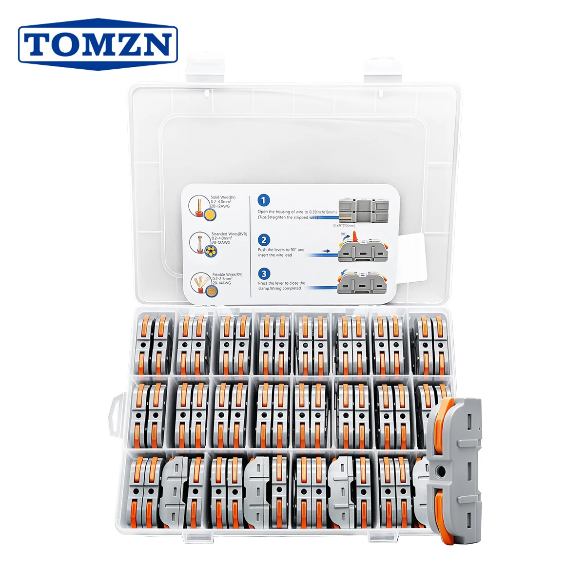 TOMZN 100PCS Assembled Mode Lever Wire Connectors DIY ANY WAY 250V 32A 12AWG 4mm² Transparent Colourful For BV BVR RV