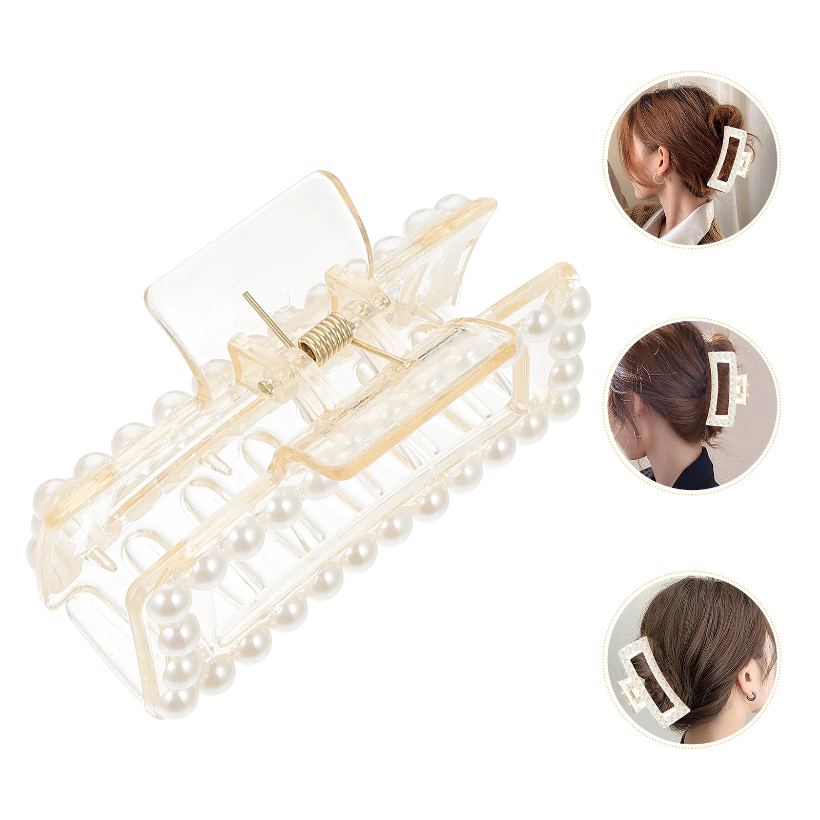 

1pcs Large Claw Clamps For Women Girls Metal Hair Accessories Pearl Decorative Hairstyle Tool Bath Travel Use Strong