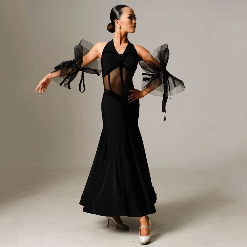 2025 社交ダンス競技ドレス女性のためのセクシーなベルベット背中の開いたパフォーマンスドレス大人のモダンダンスステージドレス DQS20649