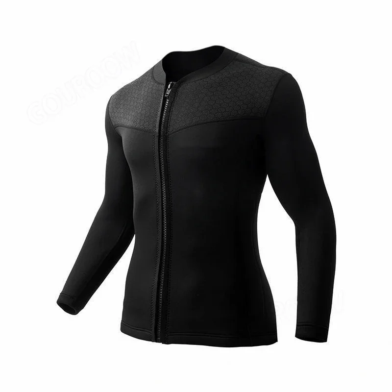 

3MM Diving Suit Jacket for Men Wetsuit Swimwear Long Sleeve Snorkeling Coat Male Surf Winter Thermal Men Snorkeling Spearfishing